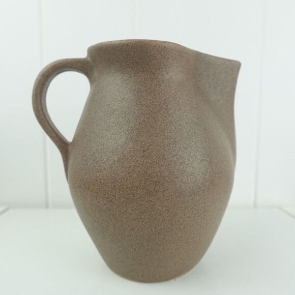 Studio Pottery Brown Pitcher With Pinched Spout - Picture 1 of 7